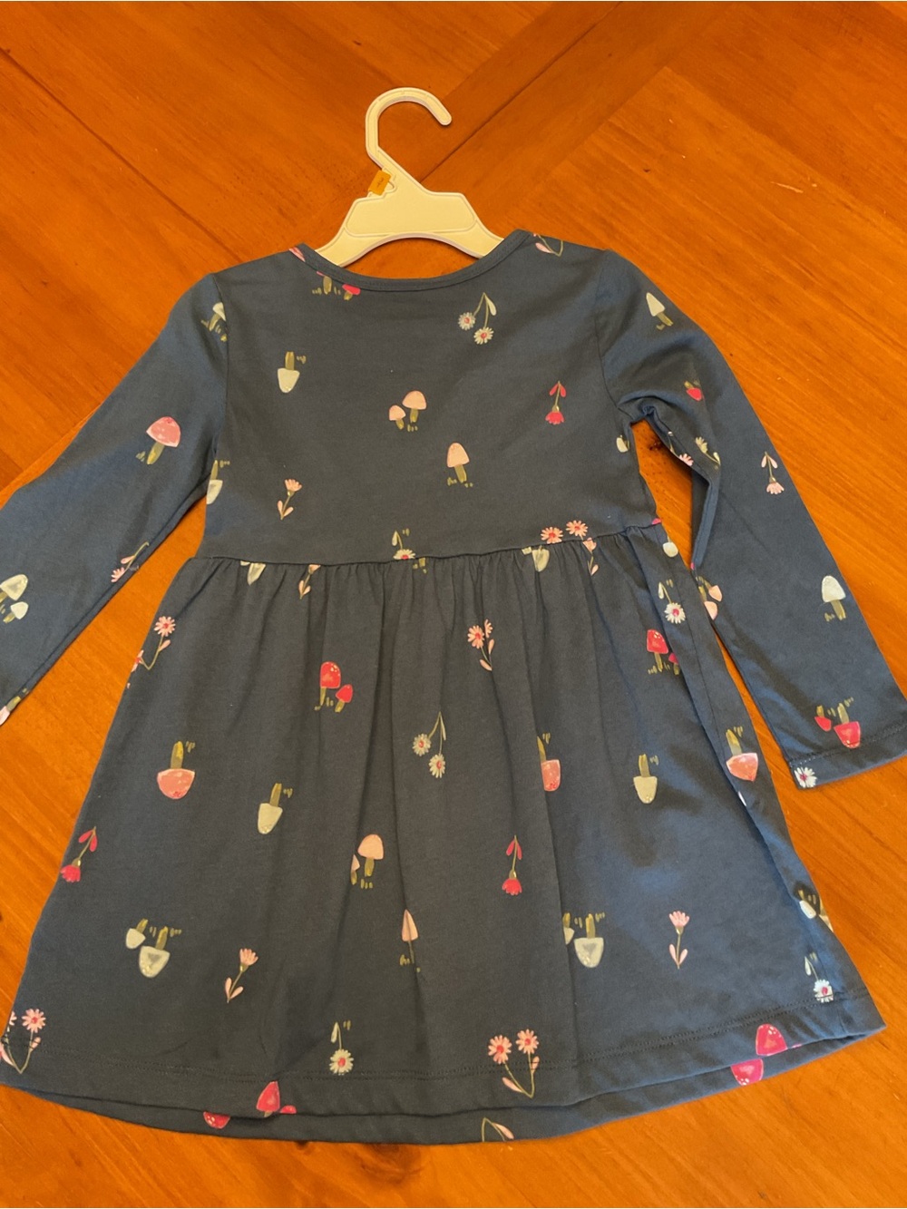 Carter's Navy Long-Sleeve Floral & Mushroom Print Dress